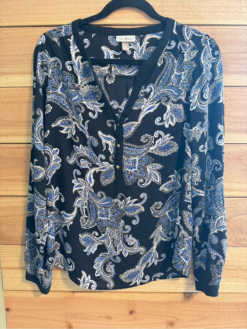 Blue Paisley Blouse Boho Coastal Grandma Clean Girl Chic Top